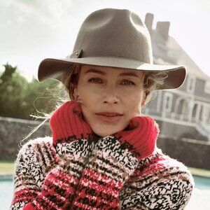 Anthropologie Packable Lightweight Wool Hat Womens One Size Tan Boho Festival